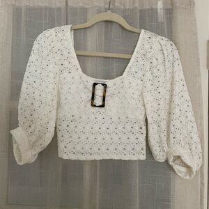 Top shop lace puff sleeve top